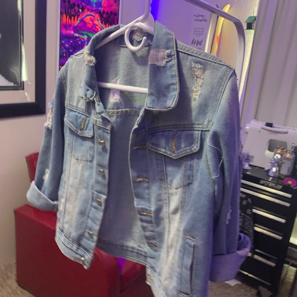 Distressed Denim Jacket - image 1